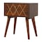 Homeroots 22" Chestnut Solid Wood Geometric Brass Inlay Two Drawer Nightstand 651558 - alternate 8