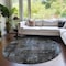 Homeroots 8' Graphite Charcoal And Silver Round Abstract Washable Indoor Outdoor Area Rug 587904 - alternate 2