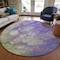 Homeroots 8' Purple Lilac And Artichoke Green Round Abstract Washable Indoor Outdoor Area Rug 582178 - alternate 2