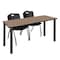 Regency Kee Training Table W/ 2 M Stack Chairs, 66 in W, 24 in L, Noble Oak MT6624NOBPBK47BK - alternate 1