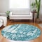 Homeroots 8' Teal Blue And Ivory Round Abstract Washable Indoor Outdoor Area Rug 613376 - alternate 3