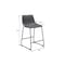 Homeroots Set of Two 24" Charcoal and Black Faux Leather and Steel Counter Height Bar Chairs, 2PK 555730 - alternate 2