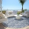 Homeroots 8' Navy Blue And Ivory Round Geometric Washable Indoor Outdoor Area Rug 595021 - alternate 4