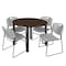 Regency Round Kee Breakroom Table W/ 4 Zeng Stack Chairs, 42 in W, 42 in L, Neo Walnut TB42RNDNWBPBK44GY - alternate 1