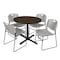 Regency Round Cain Breakroom Table W/ 4 Zeng Stack Chairs, 42 in W, 42 in L, Neo Walnut TB42RNDNW44GY - alternate 1