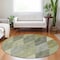 Homeroots 8' Olive Green Gray And Ivory Round Argyle Washable Indoor Outdoor Area Rug 613713 - alternate 3