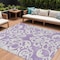 Homeroots 10' X 14' Purple And Ivory Damask Washable Indoor Outdoor Area Rug 614454 - alternate 1