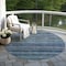 Homeroots 8' Blue And Gray Round Striped Washable Indoor Outdoor Area Rug 615838 - alternate 2