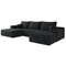 Homeroots 107" Black Corduroy Modular Compression Foam Sofa With Ottoman And Toss Pillows 712952 - alternate 2