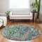 Homeroots 8' Orange And Teal Blue Round Abstract Washable Indoor Outdoor Area Rug 588458 - alternate 3