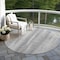 Homeroots 8' Silver Gray And Graphite Round Botanical Leaves Washable Indoor Outdoor Area Rug 581992 - alternate 5