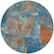 Homeroots 8' Navy Blue Orange And Ivory Round Abstract Washable Indoor Outdoor Area Rug 596880 - alternate 3