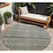 Homeroots 8' Pewter And Green Round Striped Washable Indoor Outdoor Area Rug 605701 - alternate 1