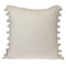 Homeroots 18" Beige and White Weave Cotton Throw Pillow With Pom Poms 529227 - alternate 2