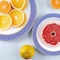 Smarty Had A Party 7.5" White with Gold Spiral on Blue Rim Plastic Appetizer/Salad Plates (120 plates), 120PK 677BG-CASE - alternate 2