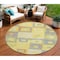 Homeroots 8' Yellow Blue And Terra Cotta Round Geometric Washable Indoor Outdoor Area Rug 605057 - alternate 1