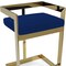 Homeroots 30" Blue and Gold Metal and Velvet Low Back Bar Height Bar Chair 555065 - alternate 2