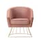 Homeroots 29" Blush And Gold Velvet Barrel Chair 533848 - alternate 4
