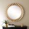 Homeroots 35" Round Natural Brown Wood Frame Wall Mirror 376378 - alternate 2