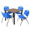 Regency Square Kee Breakroom Table W/ 4 M Stack Chairs, 42 in W, 42 in L, Noble Oak TB4242NOBPBK47BE - alternate 1