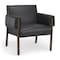 Homeroots 30" Black and Dark Brown Faux Leather and Solid Wood Arm Chair 606016 - alternate 2