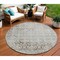 Homeroots 8' Chocolate Round Damask Washable Indoor Outdoor Area Rug 607688 - alternate 1