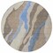 Homeroots 8' Taupe Tan And Blue Round Abstract Washable Indoor Outdoor Area Rug 601016 - alternate 4