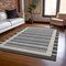 Homeroots 9' X 12' Black And Beige Striped Washable Indoor Outdoor Area Rug 610460 - alternate 4