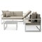 Leisuremod Chelsea White Sectional With Adjustable Headrest & Coffee Table With Beige Cushions CSLW-80BG - alternate 3