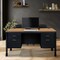 Regency Mesa Steel Double Pedestal Teacher's Office Desk 60in x 30in, Medium Oak Top, Black Base 66266DPMOBK - alternate 2