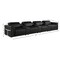 Homeroots 166" Black Top Grain Leather Reclining Metal USB Sofa 720373 - alternate 2