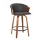 Homeroots Set of Two 26" Black and Brown Faux Leather and Solid Wood Low Back Counter Height Bar Chairs, 2PK 555082 - alternate 2