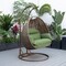Leisuremod Mendoza Dark Brown Wicker Hanging 2 person Egg Swing Chair with Dark Green Cushions MSCDBR-53DG - alternate 5