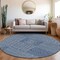 Homeroots 8' Navy Blue And Ivory Round Geometric Washable Indoor Outdoor Area Rug 600758 - alternate 3
