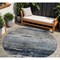Homeroots 8' Navy Blue Gray And Black Round Abstract Washable Indoor Outdoor Area Rug 605963 - alternate 1