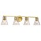 Nuvo Gianna, 4 Light Vanity, Vintage Brass Finish, Clear Glass 60/8344 - alternate 5