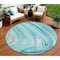 Homeroots 8' Turquoise Teal Blue And Gray Round Abstract Washable Indoor Outdoor Area Rug 601310 - alternate 1
