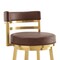 Homeroots 30" Coffee and Gold Faux Leather and Stainless Steel Low Back Bar Height Swivel Bar Chair 569167 - alternate 4