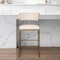 Homeroots 30" Beige And Antiqued Brass Steel Low Back Bar Height Bar Chair 534318 - alternate 1