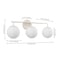 Jonathan Y Louis Parisian Globe 25" 3-Light Metal/Frosted Glass Modern Contemporary LED Vanity Light, Almond JYL3536C - alternate 4