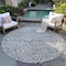 Homeroots 8' Gray And Ivory Round Abstract Washable Indoor Outdoor Area Rug 598970 - alternate 3