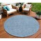 Homeroots 8' Denim Blue Black And Ivory Round Geometric Washable Indoor Outdoor Area Rug 596724 - alternate 1