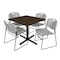Regency Square Cain Breakroom Table W/ 4 Zeng Stack Chairs, 36 in W, 36 in L, Neo Walnut TB3636NW44GY - alternate 1