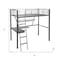 Homeroots 79" X 42" X 72" Silver And Black Metal Tube Loft Bed With Desk 285607 - alternate 3