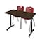 Regency Kobe T-Base Training Seminar Table W/ 2 M Stack Chairs, 48 in W, 30 in L, Neo Walnut MKTRCT4830NW47BY - alternate 1