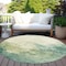Homeroots 8' Green And Ivory Round Abstract Washable Indoor Outdoor Area Rug 604793 - alternate 3