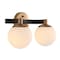 Jonathan Y Modernist Globe 15.25" 2-Light Metal/Frosted Glass Modern Contemporary LED Vanity, Brass Gold/Black JYL3541A - alternate 3