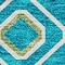 Homeroots 3' X 5' Teal Blue Ivory And Gold Geometric Washable Indoor Outdoor Area Rug 612220 - alternate 3