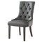 Homeroots Set of Two Tufted Dark Gray and Black Upholstered Faux Leather Dining Side Chairs 543521 - alternate 1