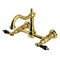 Kingston Brass Two-Handle Wall Mount Bridge Kitchen Faucet, Brushed Brass KS1267PKL - alternate 1